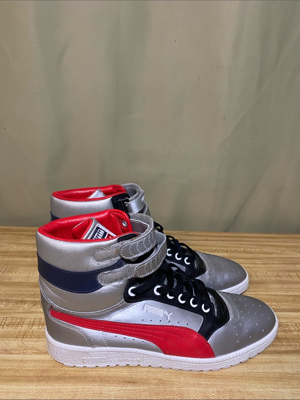Puma Sky 2 HI Games Silver Red Black White Mens Size 9.5